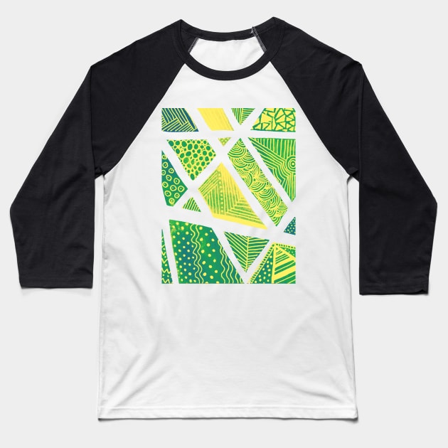 Geometric doodles - green and yellow Baseball T-Shirt by wackapacka